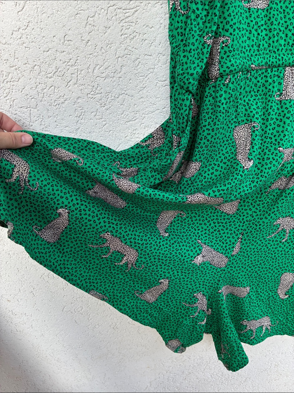 TORRID Green leopard print v neck button up tie waist romper with pockets! - Picture 5 of 9